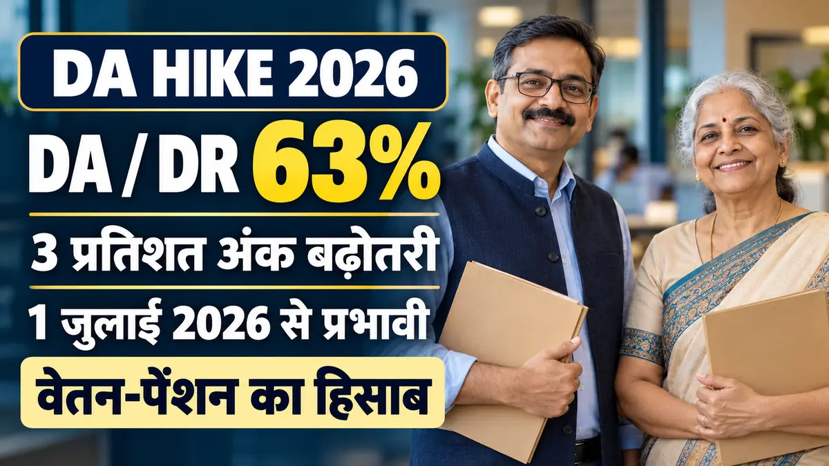 DA Hike 2026: DA और DR 63%, वेतन-पेंशन की गणना